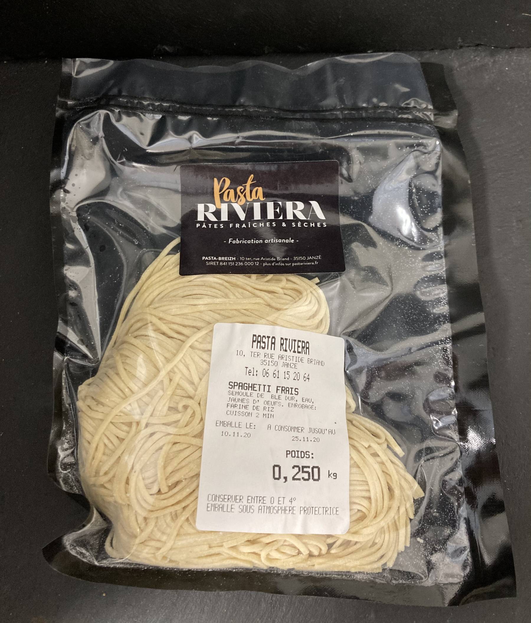 Pâtes fraiches : spaghettis paquet 250gr